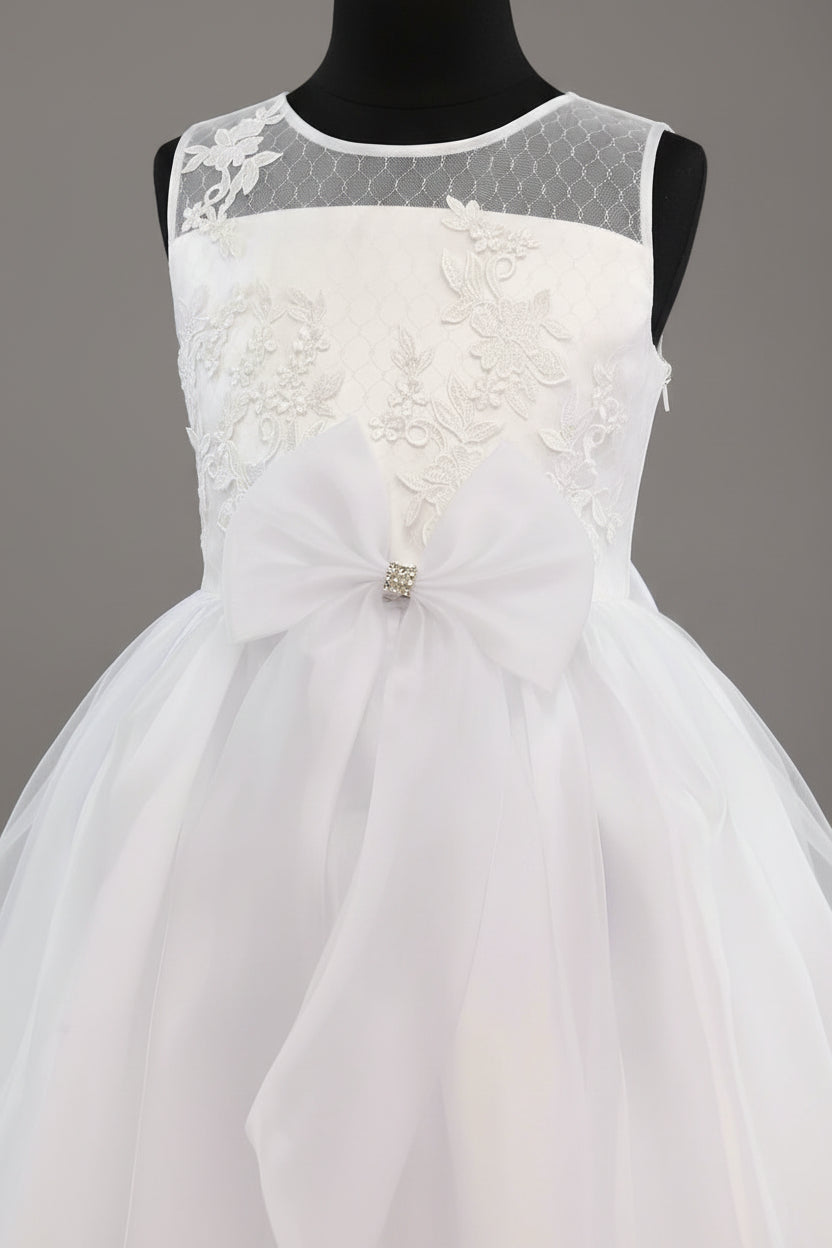 Fancy Extravagant Bow Flower Girl Dress Tea Length Multi Colour Canada close