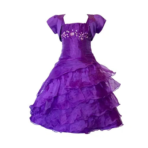 Fancy Flamingo Girls Formal Gown purple Front View Canada