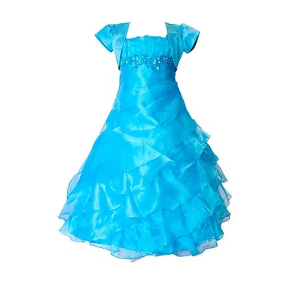 Fancy Flamingo Girls Formal Gown turquoise Front View Canada