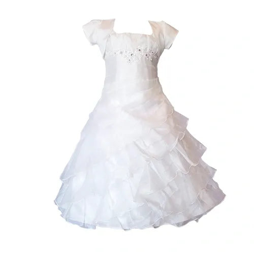 Fancy Flamingo Girls Formal Gown white Front View Canada