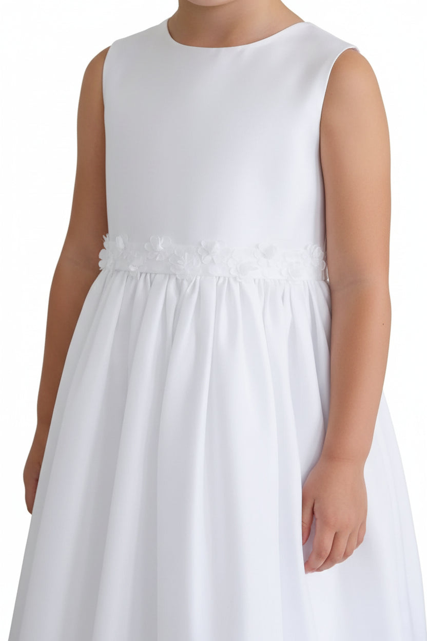 Fancy Floral Waist Simple Girls Long Dress White Canada