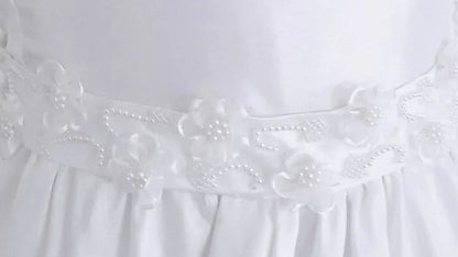 Fancy Floral Waist Simple Girls Long Dress White Canada waist