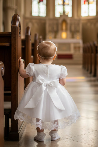 Fancy Girls Baptism 4 Piece Dress Set White Canada dress back