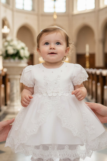 Fancy Girls Baptism 4 Piece Dress Set White Canada front