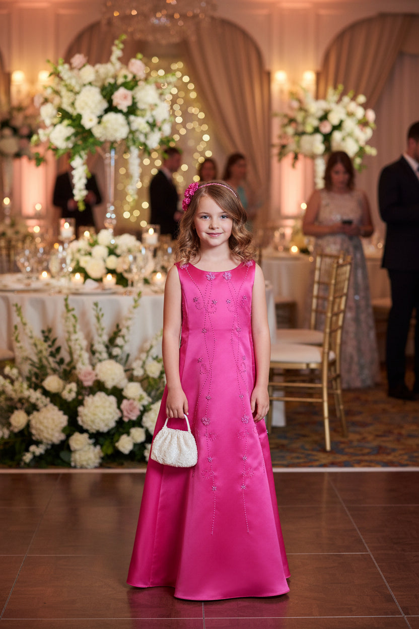 Fancy Girls Fitted Beaded Gown Fuchsia Canada