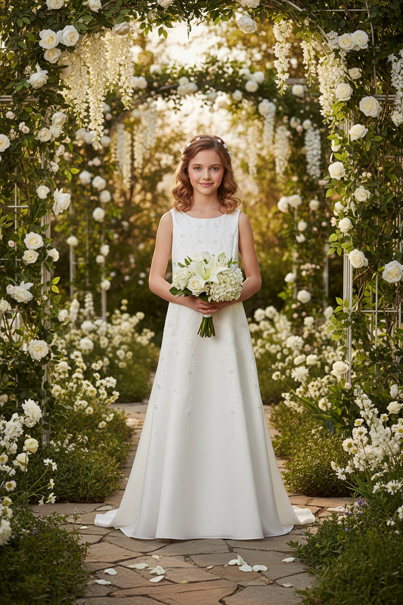 Fancy Girls Fitted Beaded Gown Ivory Canada