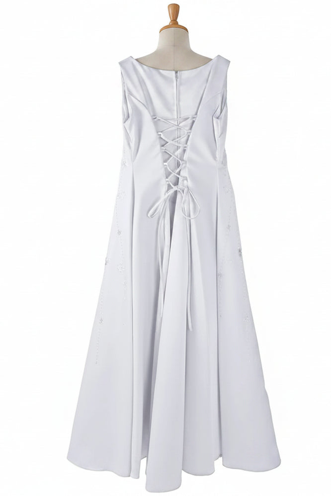 Fancy Girls Fitted Beaded Gown white back Canada
