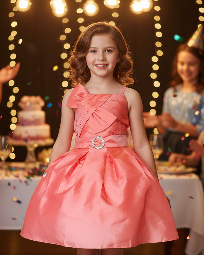 Fancy Girls Party Dress with Bow Multi Colour Canada