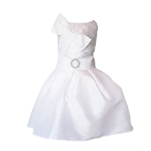 Fancy Girls Party Dress with Bow Multi Colour Canada  White