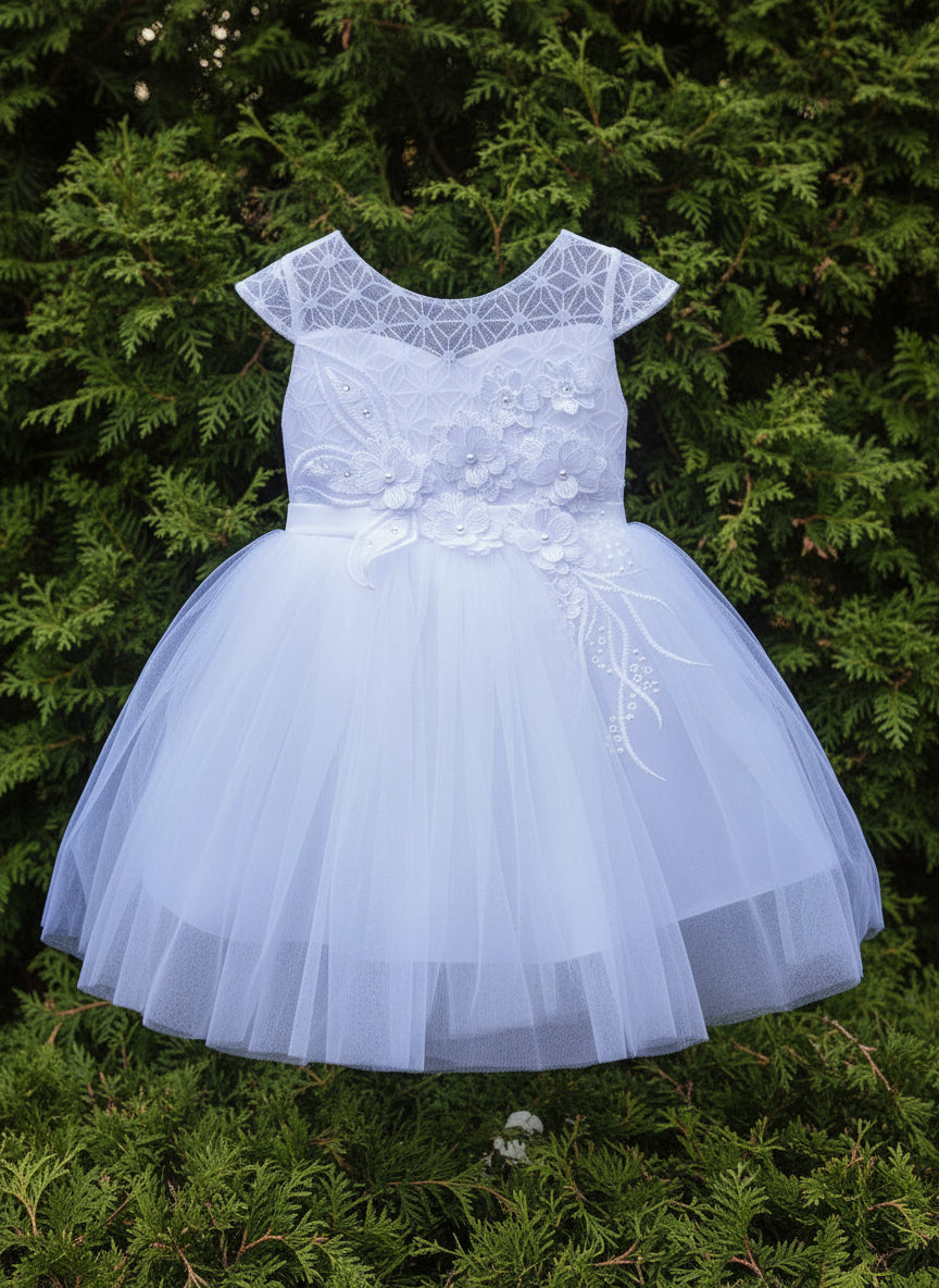 Fancy Hanging Applique Baby Dress Front View