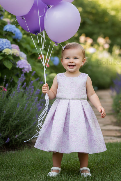 Fancy Jaccard Box Pleat Baby Girls Party Dress Multi Colour Canada lavender