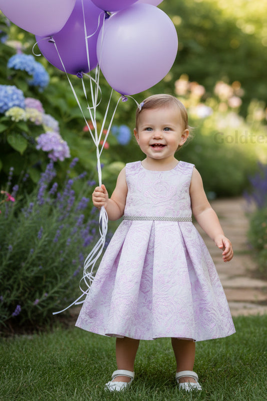 Fancy Jaccard Box Pleat Baby Girls Party Dress Multi Colour Canada lavender