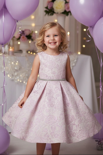 Fancy Jaccard Box Pleat Girls Party Dress Multi Colour Canada lavender