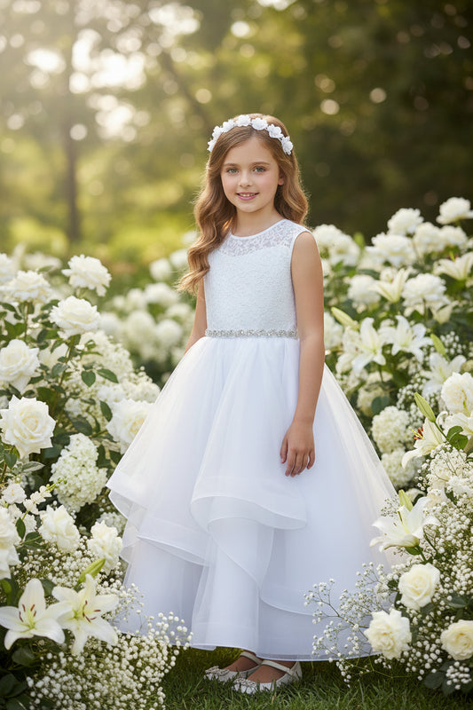 Fancy Lace Sweetheart Top Dress Layered Skirt Ivory White Canada