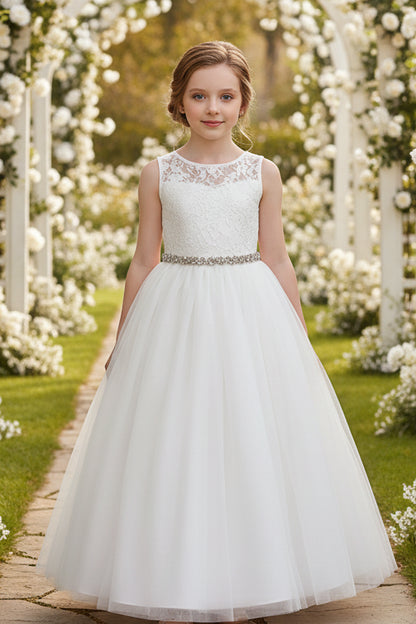 Fancy Lace Top Sweetheart Neck Holly First Communion Gown Canada live
