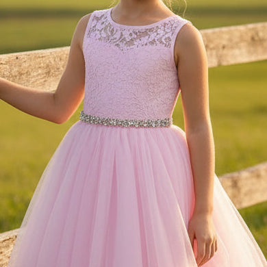 Fancy Lace Top Sweetheart Neck Holly First Communion Gown Canada pink live rail