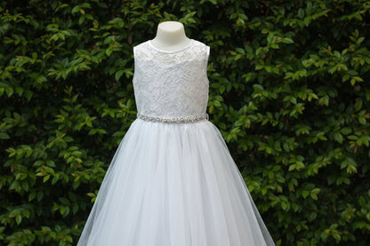  Fancy Lace Top Sweetheart Neck Line Girls Gown White Ivory Pink Canada pink front close