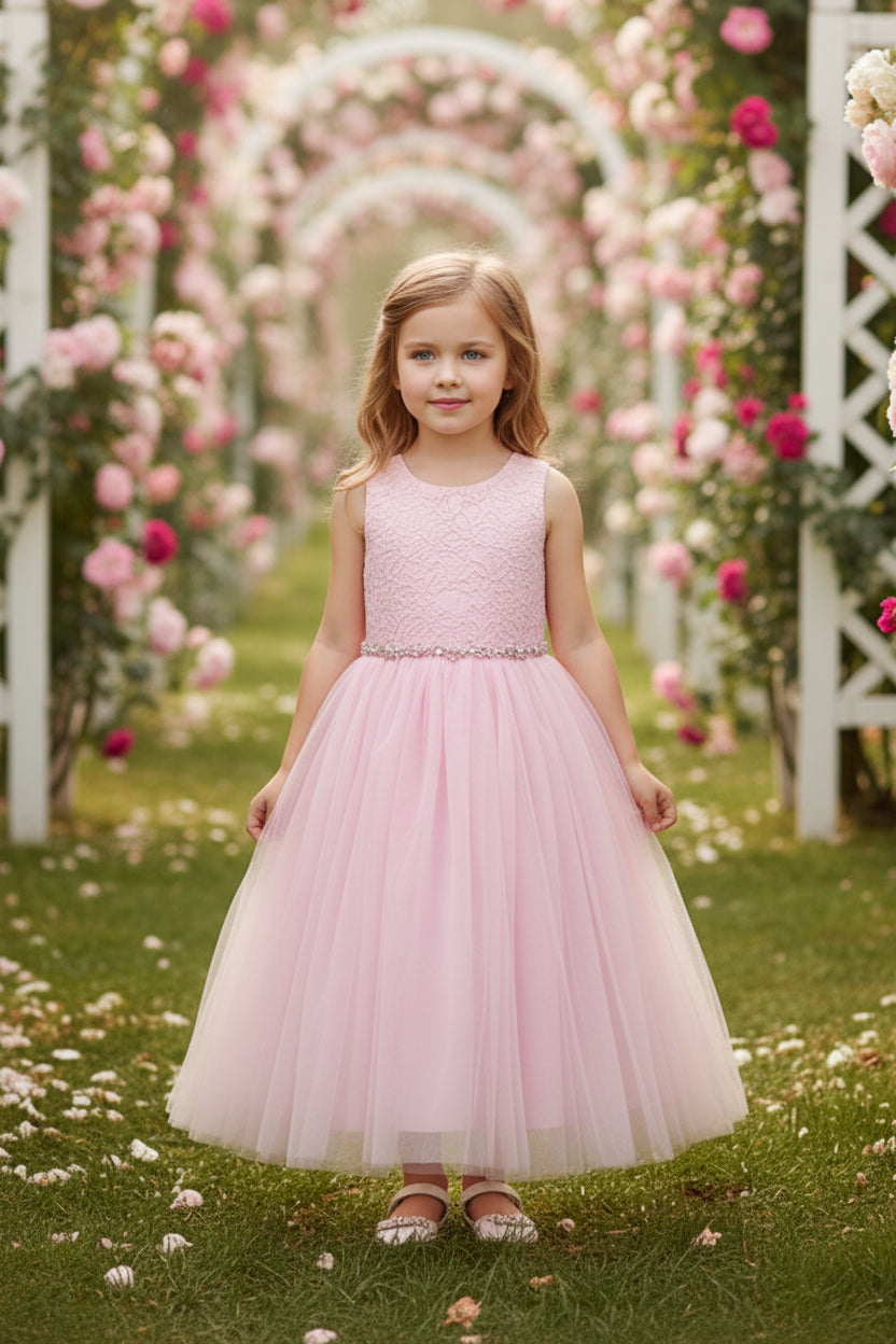  Fancy Lace Top Sweetheart Neck Line Girls Gown White Ivory Pink Canada pink front close belt long 