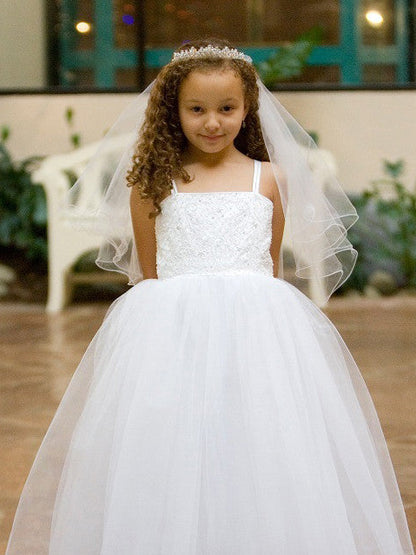 Fancy Seed Pearl Top Girls Long Dress & Bolero White Canada 2