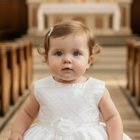 Fancy Sleeved  Bolero Baptism Christening Dress White Canada top
