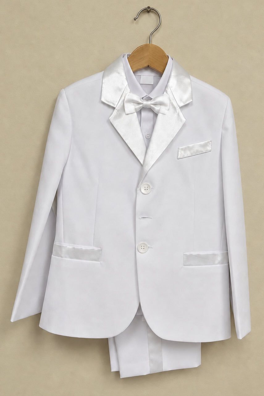 Fancy afordable Boys 5 piece Tuxedo Ivory White Canada Wide hanger 
