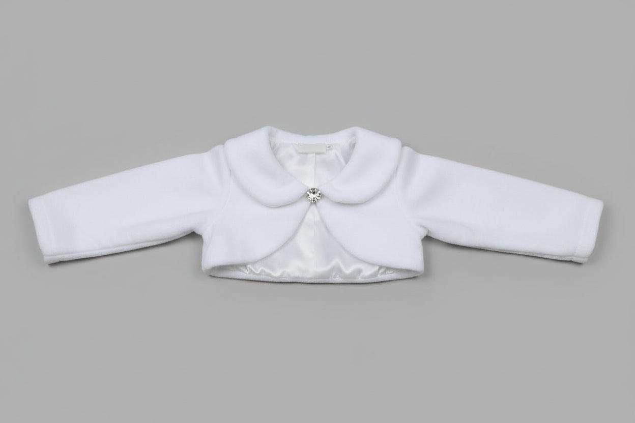 Fancy fleece bolero with diamond clasp white-ivory Canada