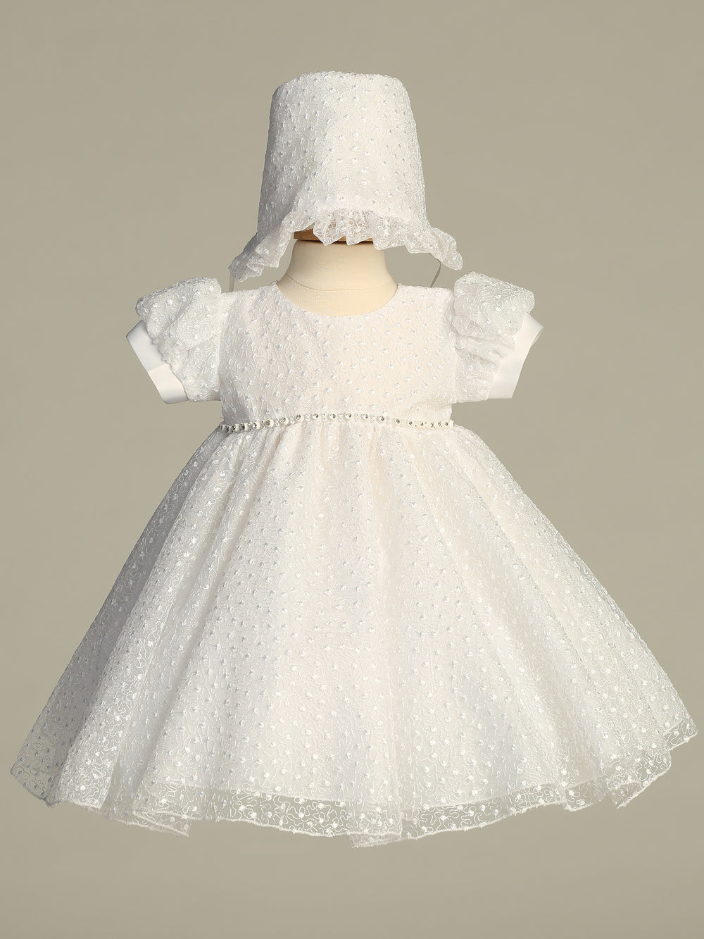 Finely Embroidered Tulle Baptism Dress Rhinestone Waist Trim Canada