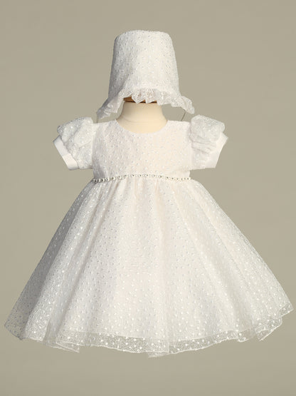 Finely Embroidered Tulle Baptism Dress Rhinestone Waist Trim Canada
