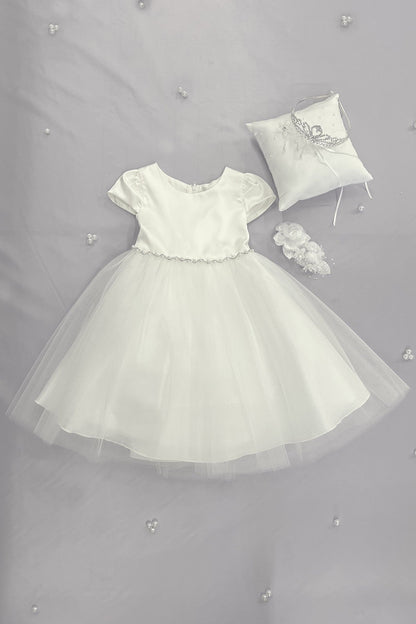  Fitted Cap Sleeve Girls  Dress Customise Ivory Ensemble View