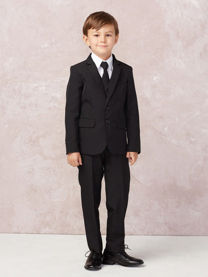 Five Piece Boys Suit Black Front View