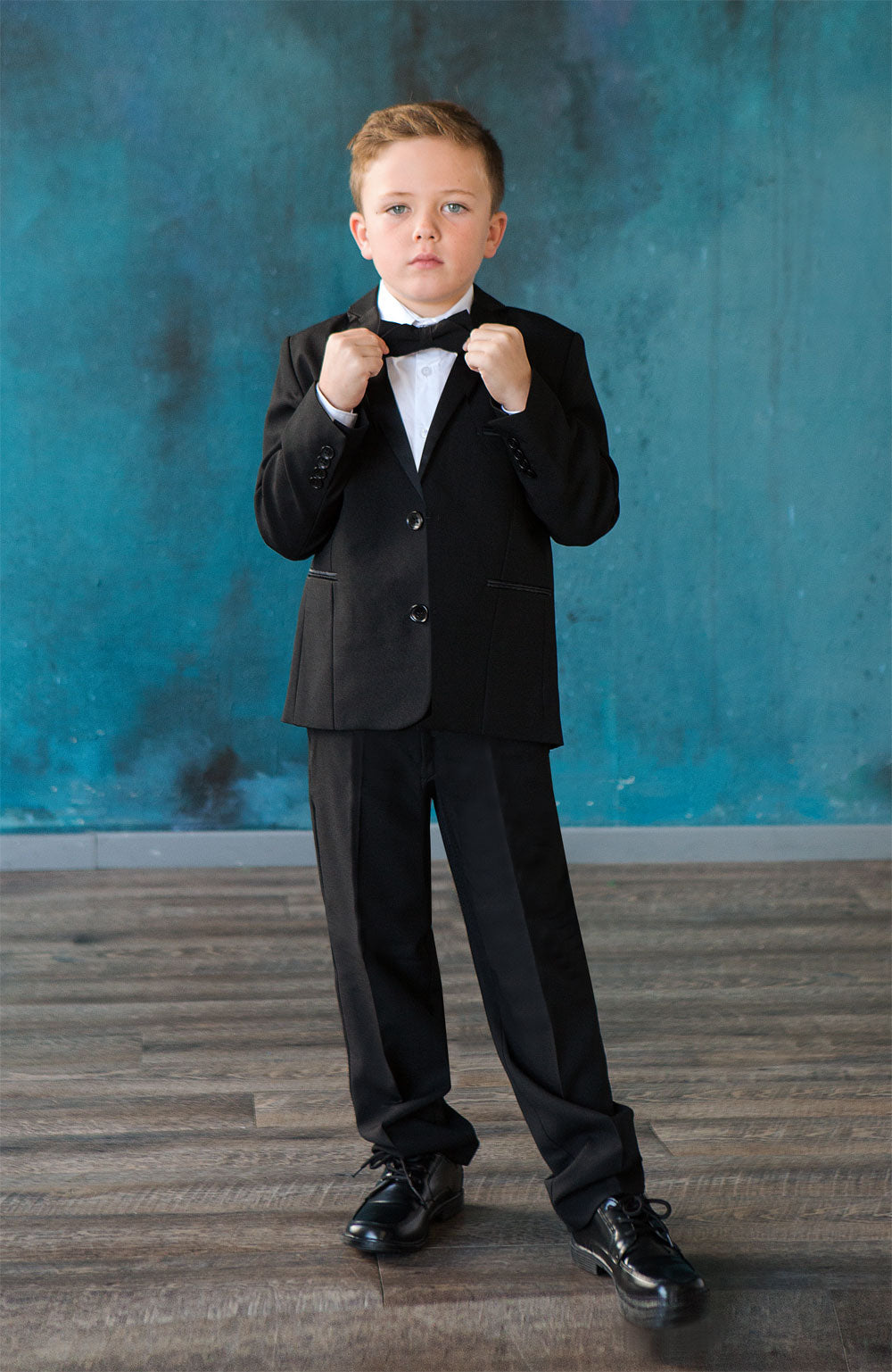Five Piece Christening Tuxedo Black Front View