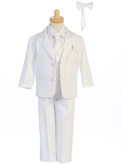 Five Piece Customizable White Boys Tuxedo  Vest & Necktie Front View