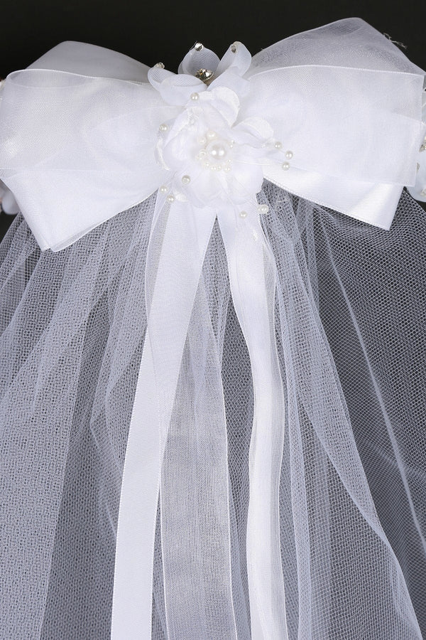 Flower Crown Veil With Gem & Pearl Adornments Girls White Ivory Canada 1