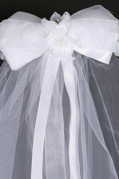Flower Crown Veil With Gem & Pearl Adornments Girls White Ivory Canada 1