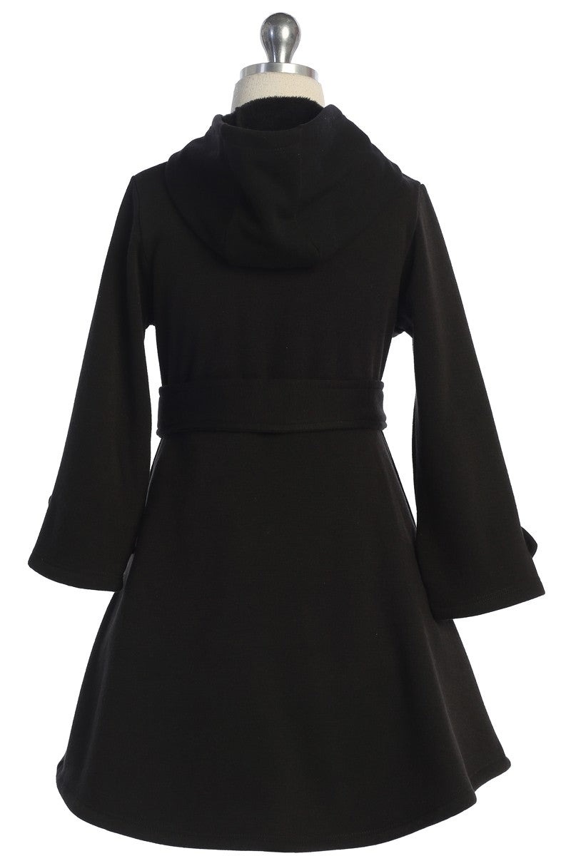 Girls Black Faux Fur Hooded Dress Coat Canada back