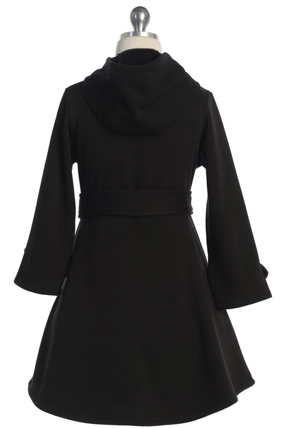 Girls Black Faux Fur Hooded Dress Coat Canada back