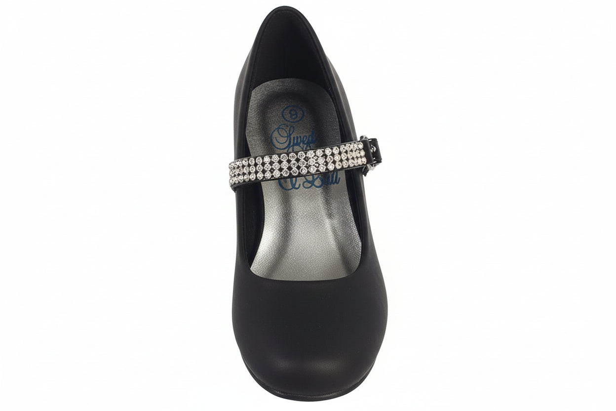 Girls Diamond Strap Shoe With Heel White Ivory Black Canada bl
