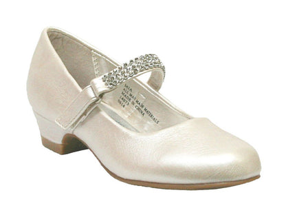Girls Diamond Strap Shoe With Heel White Ivory Black Canada iv