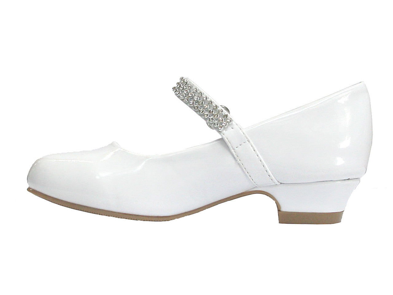 Girls Diamond Strap Shoe With Heel White Ivory Black Canada w