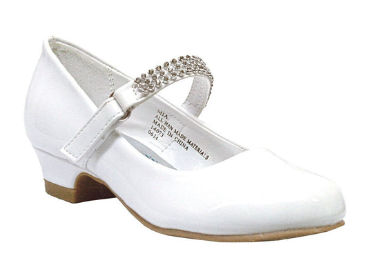 Girls Diamond Strap Shoe With Heel White Ivory Black Canada wh