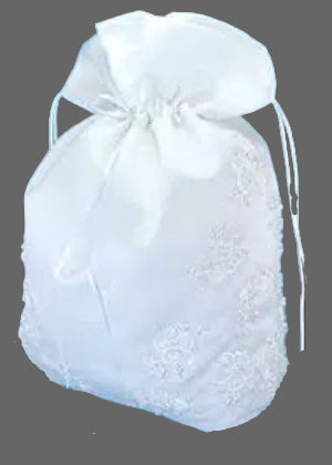 Girls Embroidered Satin Communion Purse
