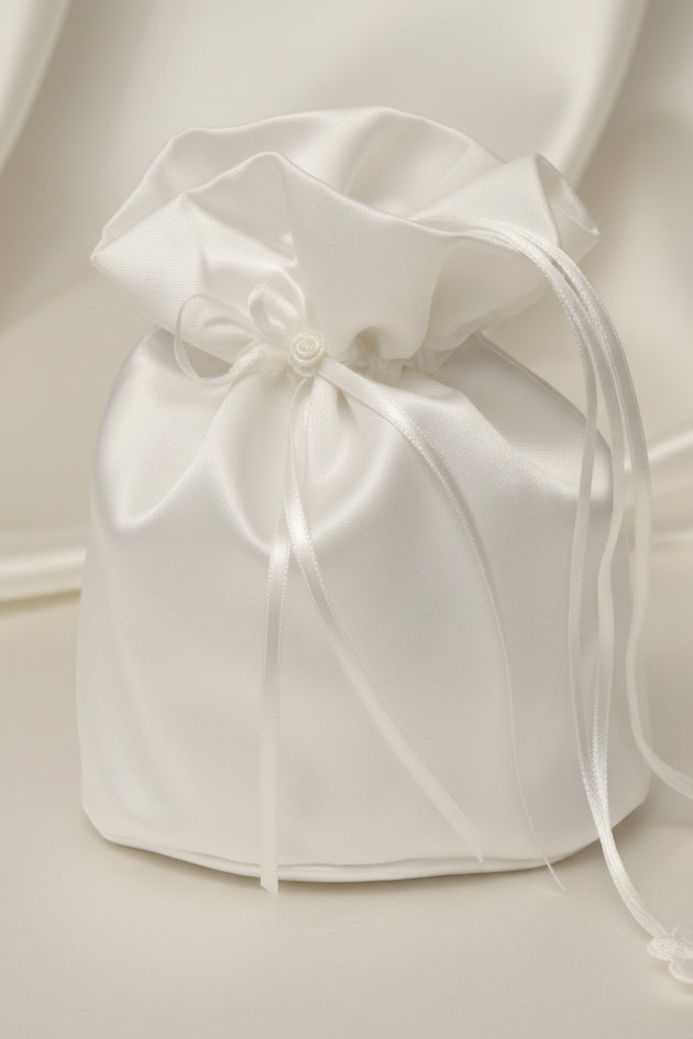 Girls Embroidered Satin Communion Purse White Ivory Canada ivory