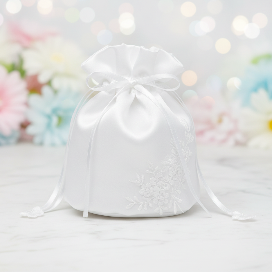 Girls Embroidered Satin Communion Purse White Ivory Canada white