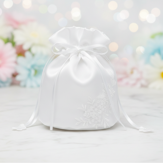 Girls Embroidered Satin Communion Purse White Ivory Canada white