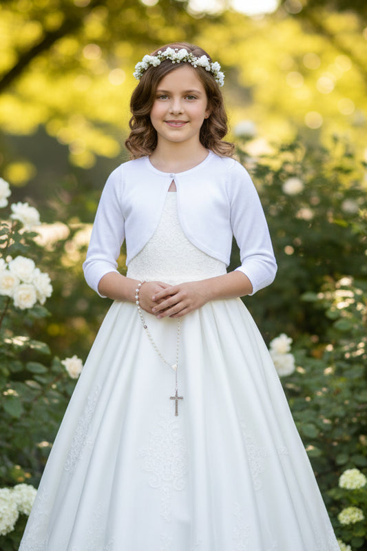 Girls First Communion Knitted Bolero White Ivory Canada