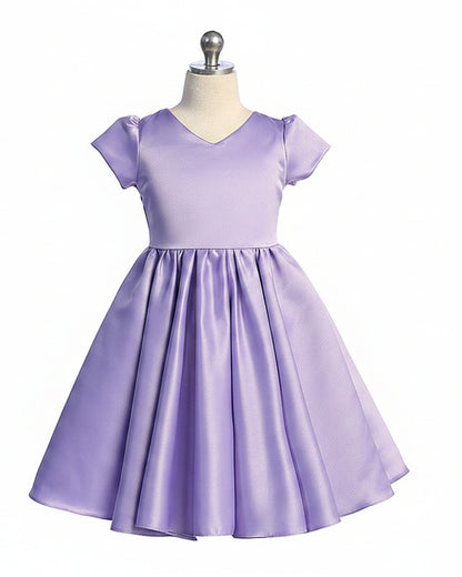 Girls Formal Dress V-Neck Satin Multi Colour Canada lilac
