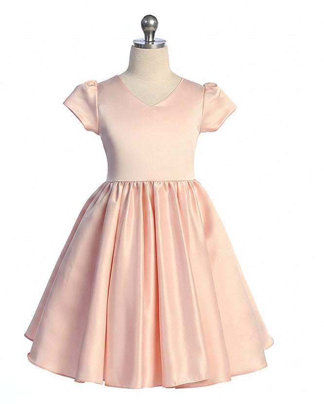Girls Formal Dress V-Neck Satin Multi Colour Canada  blush