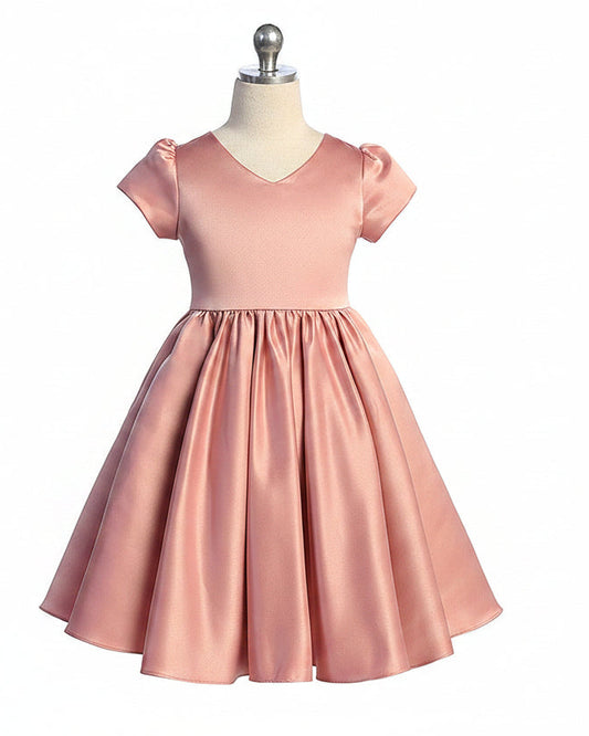 Girls Formal Dress V-Neck Satin Multi Colour Canada rose front