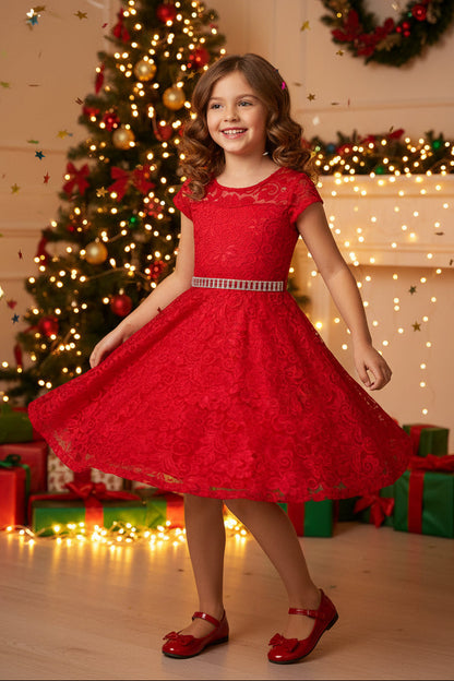 Girls Lace Party Dress Multi Colour Canada Christmas red