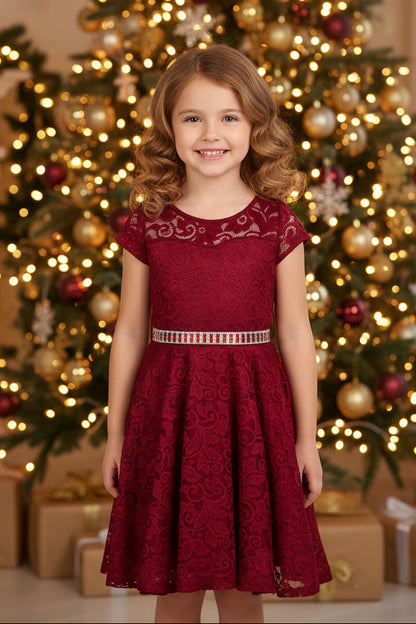 Girls Lace Party Dress Multi Colour Canada burgundy